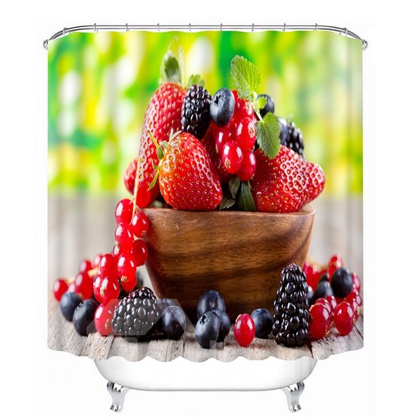 Cortina de ducha de baño 3D con estampado de deliciosas frutas frescas