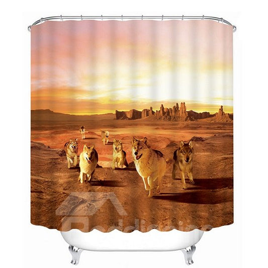 3D Running Wolves in the Desert Printed Polyester Shower Curtain