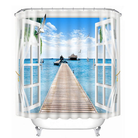 High-Quality Beautiful Scenery Print 3D Bathroom Shower Curtain