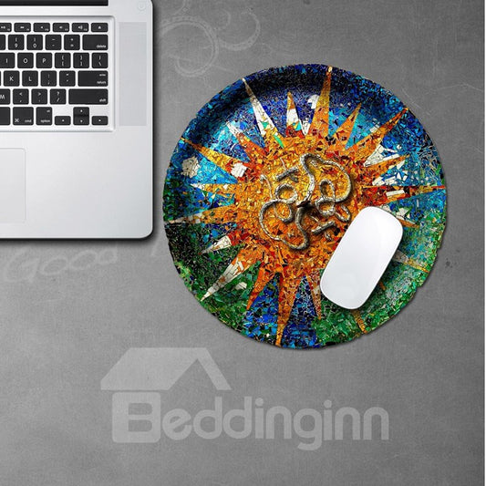 3D Colorful Dish Sun Pattern Removable Mouse Pad Desk Stickers