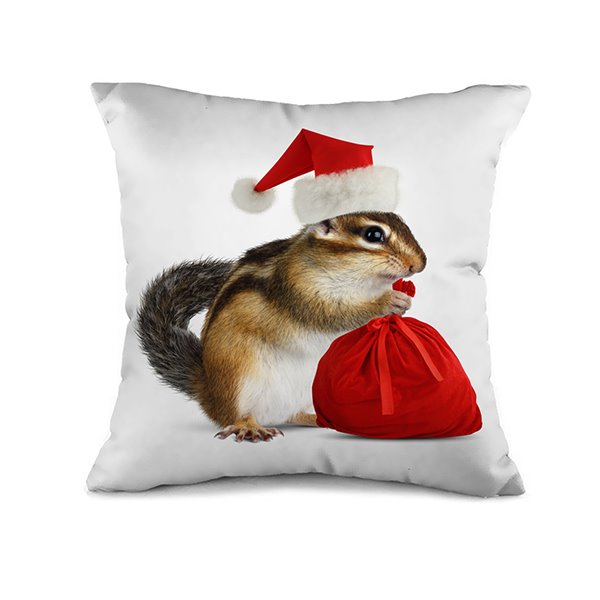 Preciosa funda de almohada con estampado 3D de ratón navideño