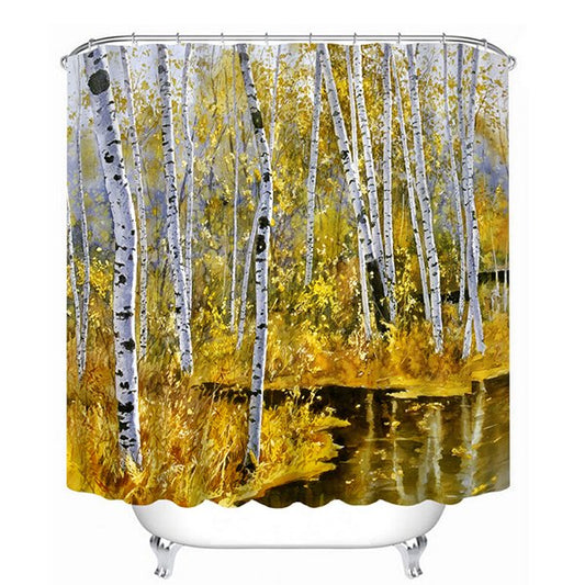 The Golden forest in Autumn Print 3D Bathroom Shower Curtain