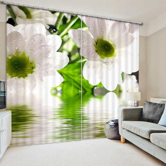 Lovely White Pear Flowers Print 3D Blackout Curtain