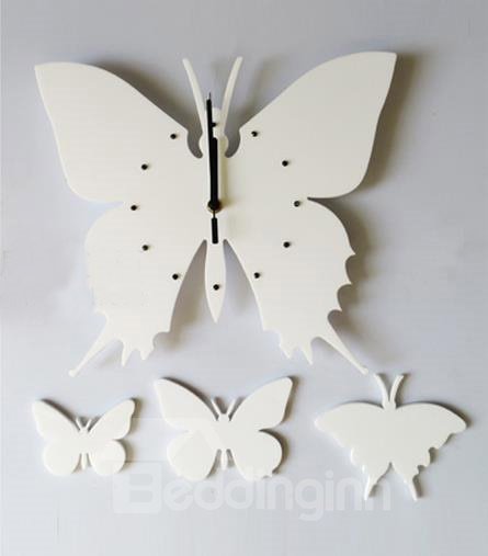 Reloj de pared con forma de mariposa hermosa negra de diseño moderno 