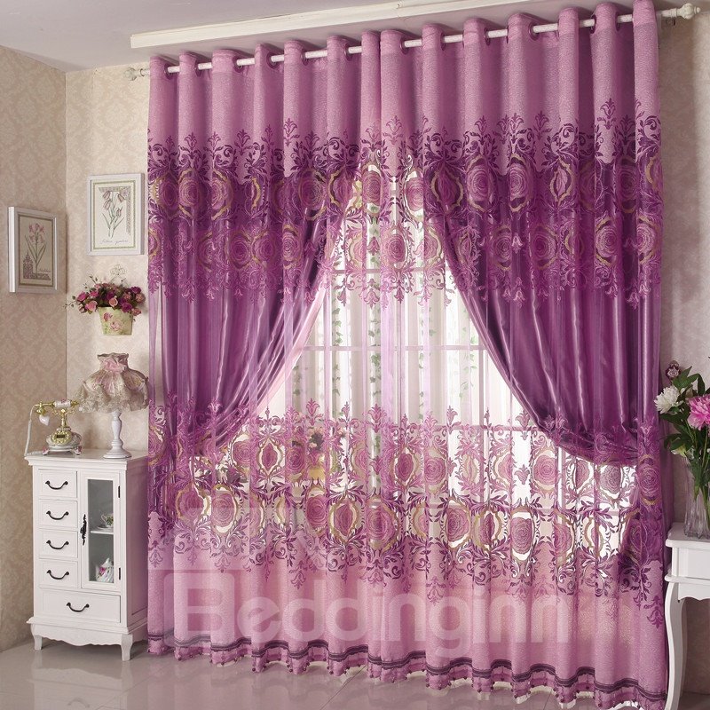 Europe Type Sitting Room Hand-made Embroider Curtain