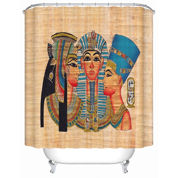 Cortina de ducha de baño 3D con estampado de pintura de figuras egipcias