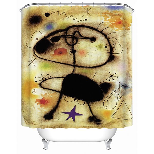 Cortina de ducha de baño 3D con estampado de pintura artística postmodernista abstracta