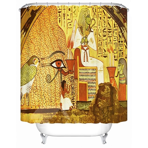 Egyptian Wall Painting Print 3D Bathroom Shower Curtain