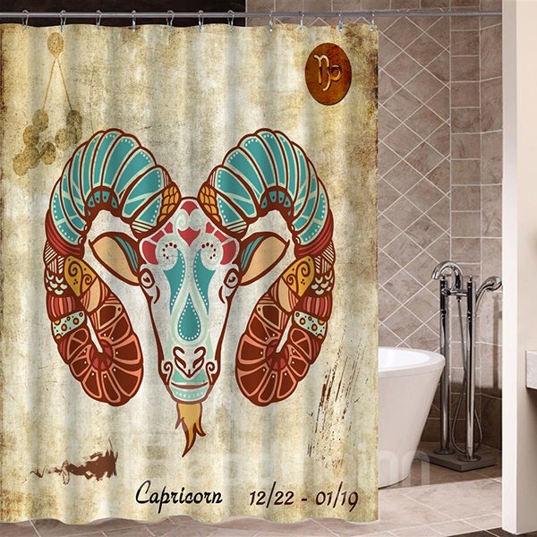 Cortina de ducha de baño 3D con estampado de símbolo exótico de Aries