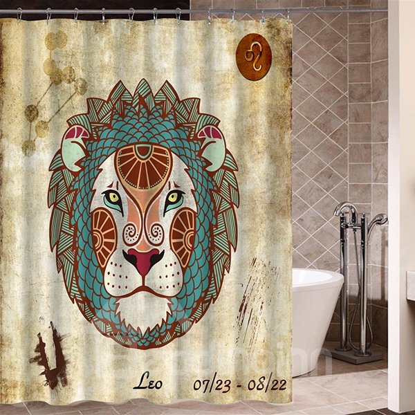 Exotic Leo Symbol Print 3D Bathroom Shower Curtain