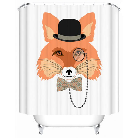 Clip Art Gentleman Fox Print 3D Bathroom Shower Curtain