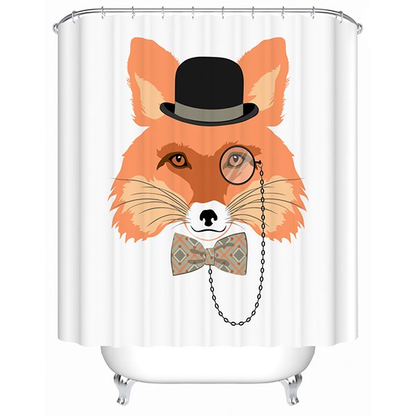 Clip Art Gentleman Fox Print 3D-Badezimmer-Duschvorhang