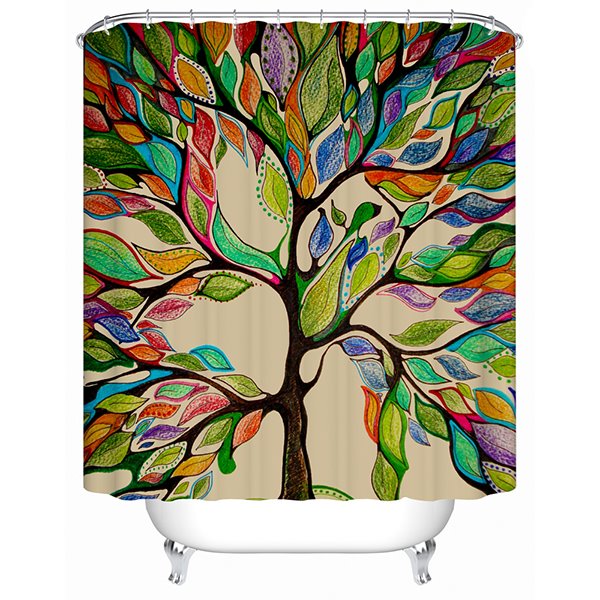 Clip Art Colorful Tree Print 3D Bathroom Shower Curtain