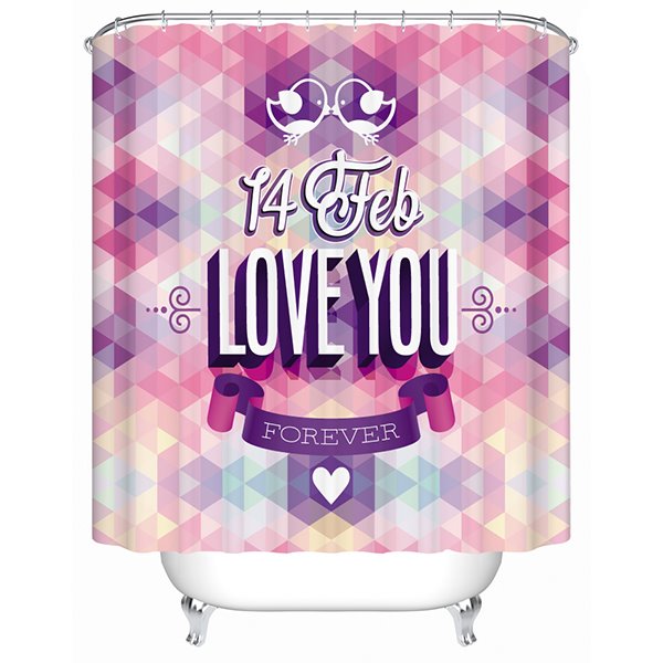 Fashion Colored Love You Print Bathroom Shower Curtain