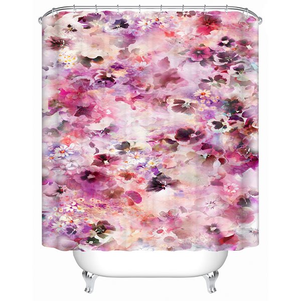 Hermosa cortina de ducha de baño 3D con estampado de mar y flores de peonía