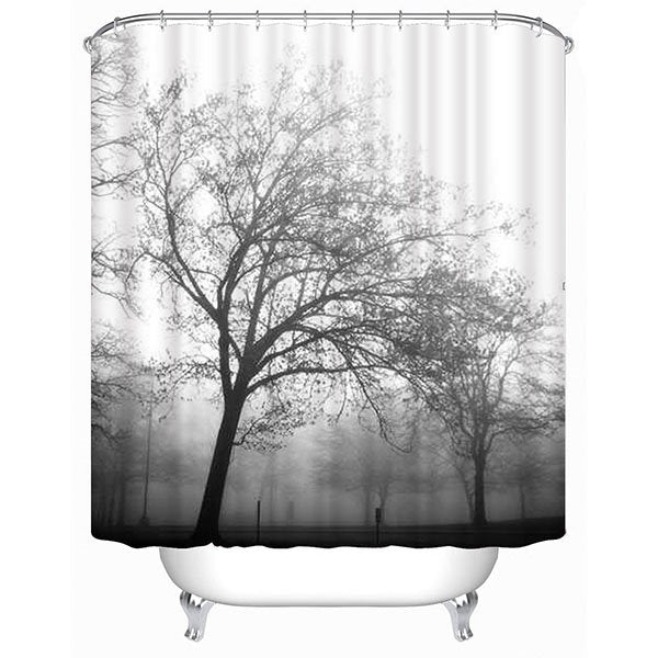 Giant Trees Silhouette Print 3D Bathroom Shower Curtain