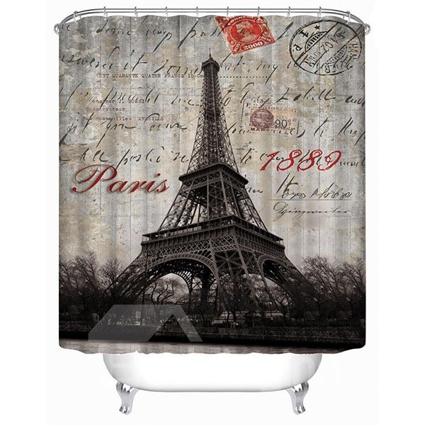 Cortina de ducha para baño con estampado 3D de la Torre Eiffel en 1889