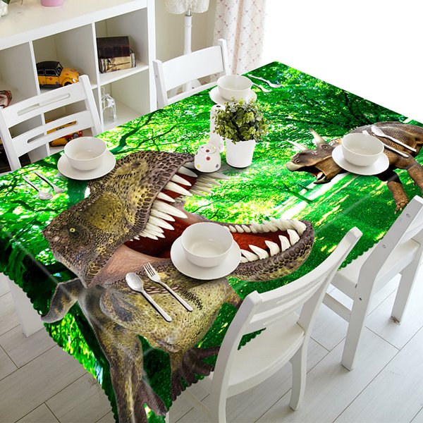 Ancient Dinosaurs and Forest Scenery Pattern 3D Tablecloth
