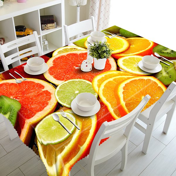 Colorful Polyester Grapefruit Pattern 3D Tablecloth