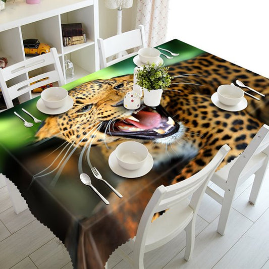 Lebhafte 3D-Tischdecke aus Polyester mit Leopardenmuster