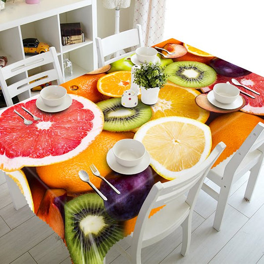 Köstliche 3D-Tischdecke mit Grapefruit- und Kiwis-Muster