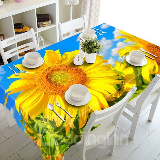 Fresh Polyester Sunflowers Pattern 3D Tablecloth