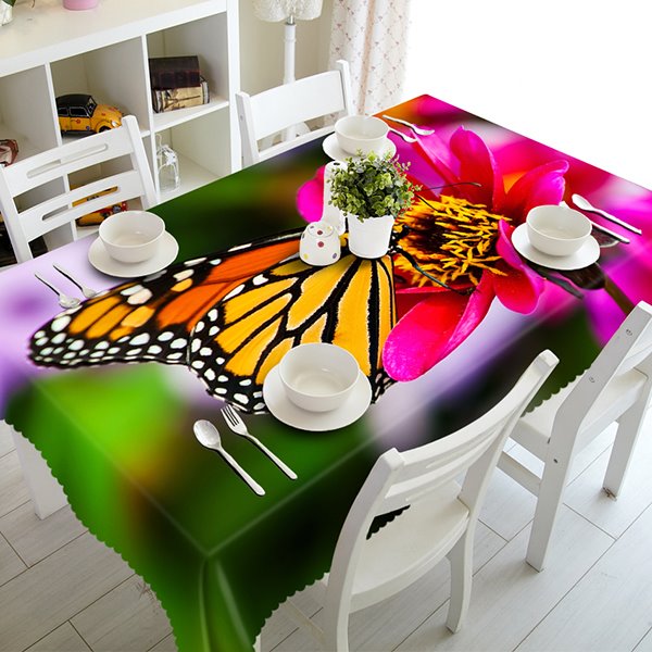 Beliebte 3D-Tischdecke mit Blumen- und Schmetterlingsmuster