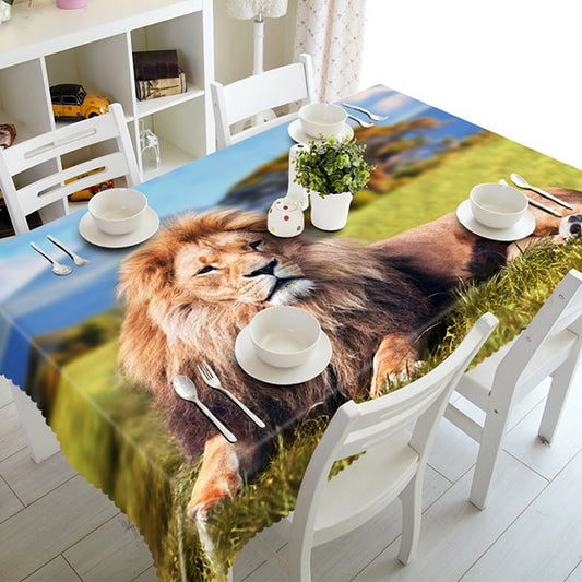 Kreative 3D-Tischdecke aus Polyester mit Löwenmuster