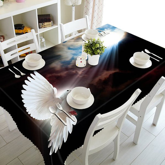 Creative Sunlight and White Pigeon Pattern 3D Tablecloth