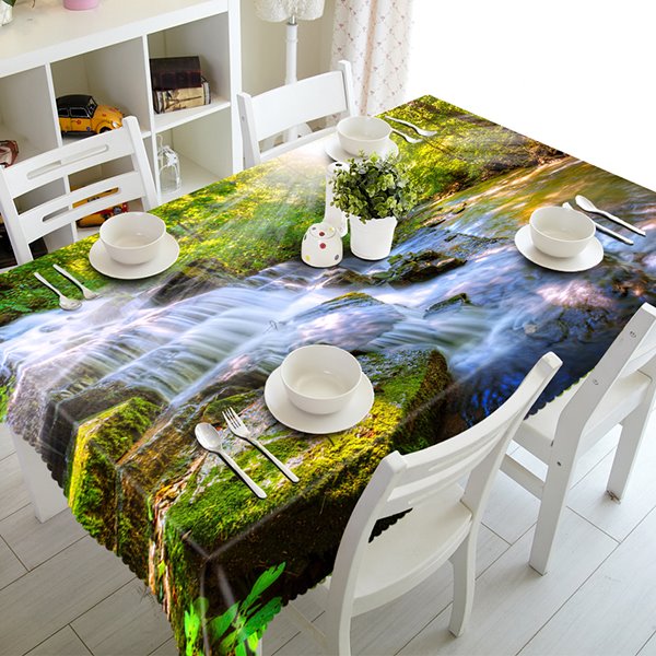 Bright Brook and Sunlight Pattern 3D Tablecloth