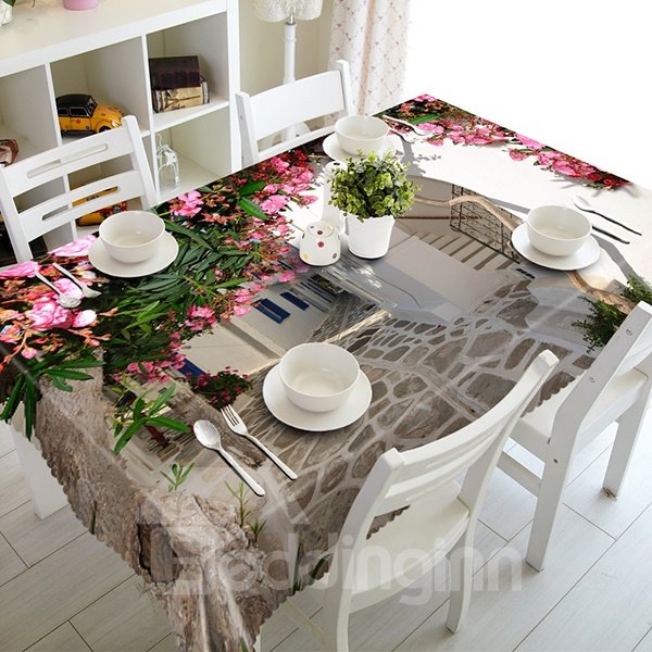 Amazing Flower House Pattern 3D Tablecloth
