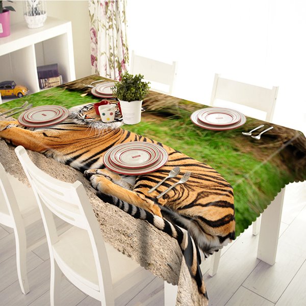 Polyester Leisurely Tiger Pattern 3D Tablecloth