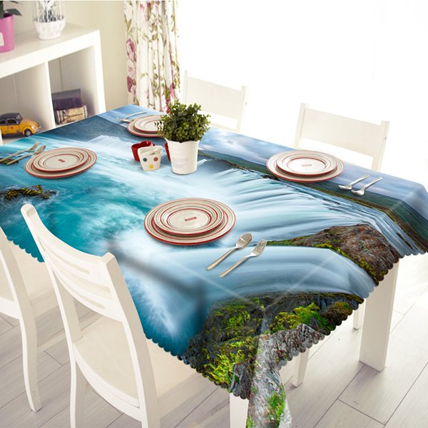Wunderschöne 3D-Tischdecke mit Wasserfall-Landschaftsmuster