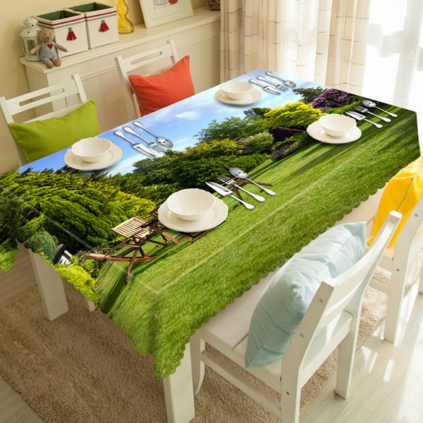 Gemütliche 3D-Tischdecke mit natürlichem Landschaftsmuster