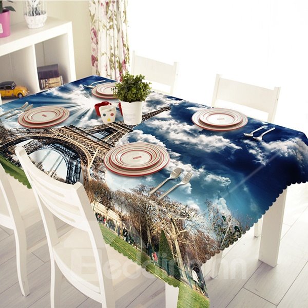 Wunderschöne 3D-Tischdecke aus Polyester mit Eiffelturmmuster