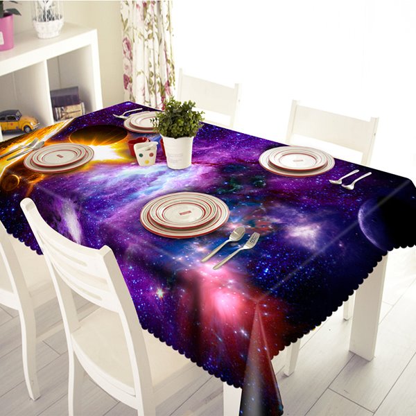 Kreative 3D-Tischdecke mit violettem Galaxienmuster