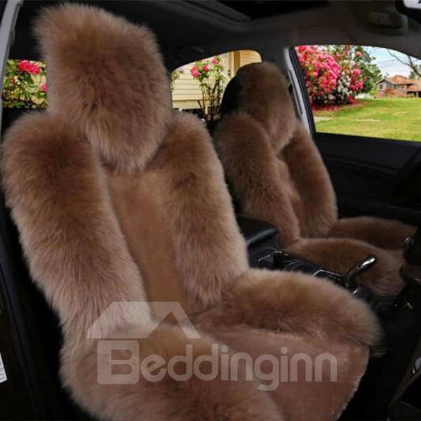 Material de lana de cordero de alta calidad, funda universal para asiento de coche, cálida y cómoda 