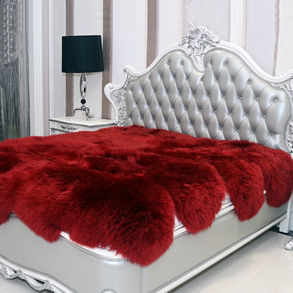 Fancy and Cozy Sheepskin Vibrant Red Blanket