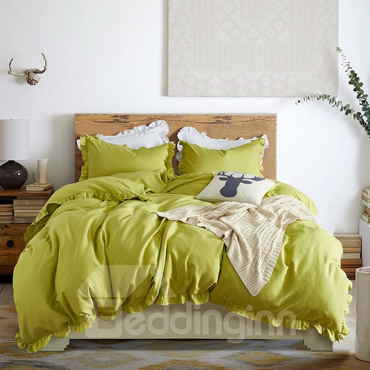 Three-Piece Set Pure Color Style Polyester Material Bedding Sets