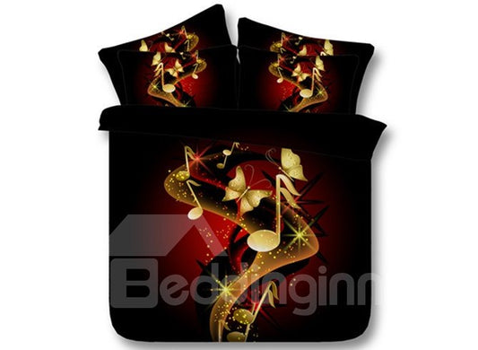 Juegos de edredones de 5 piezas con estampado de mariposas y notas de lujo