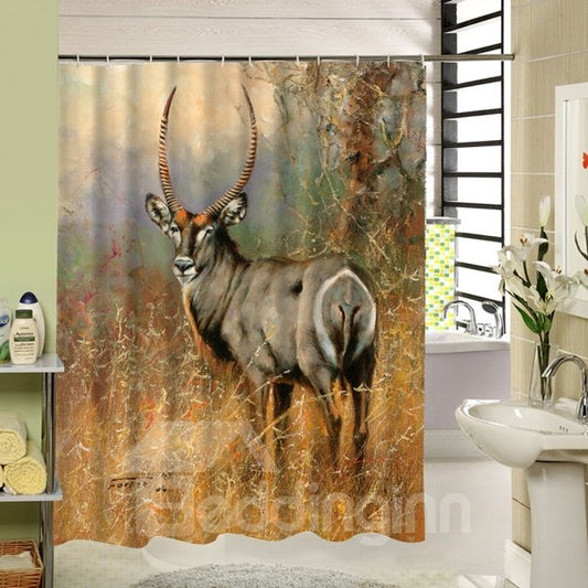 A Deer Torsion Head Printing 3D Bathroom Decor Shower Curtain