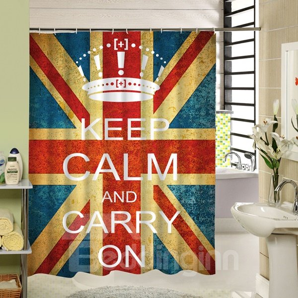 Union Jack and Encouraging Words Printing Shower Curtain