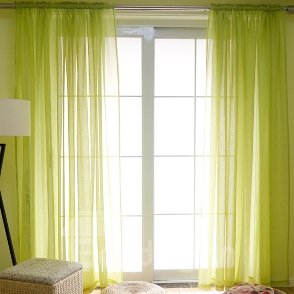 Concise Solid Lemon Yellow Custom Sheer Curtain