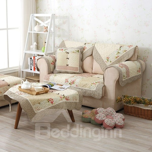 Fundas de sofá con cojín de estilo campestre, bordado tridimensional hecho a mano de algodón de invierno