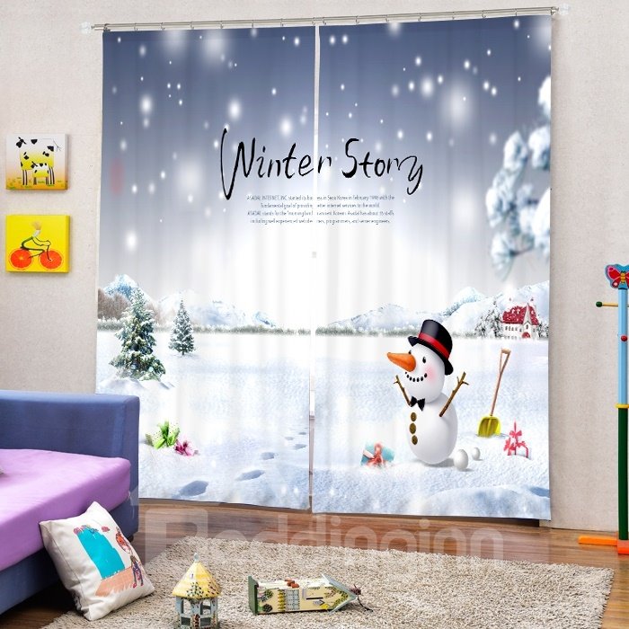 Schöner 3D-Vorhang mit Weihnachtsmotiv, bedruckt mit Wintergeschichten