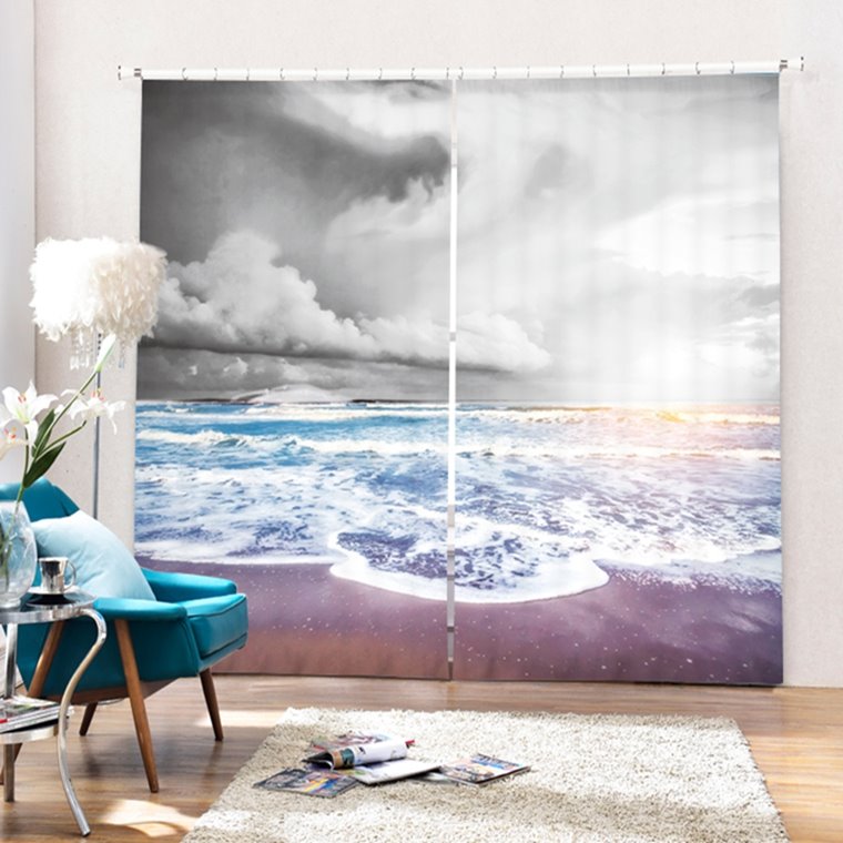 Dark Clouds and Blue Ocean Printing 3D Curtain