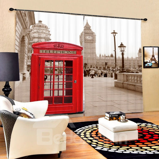 British Red Telephone Box Printing 3D Curtain