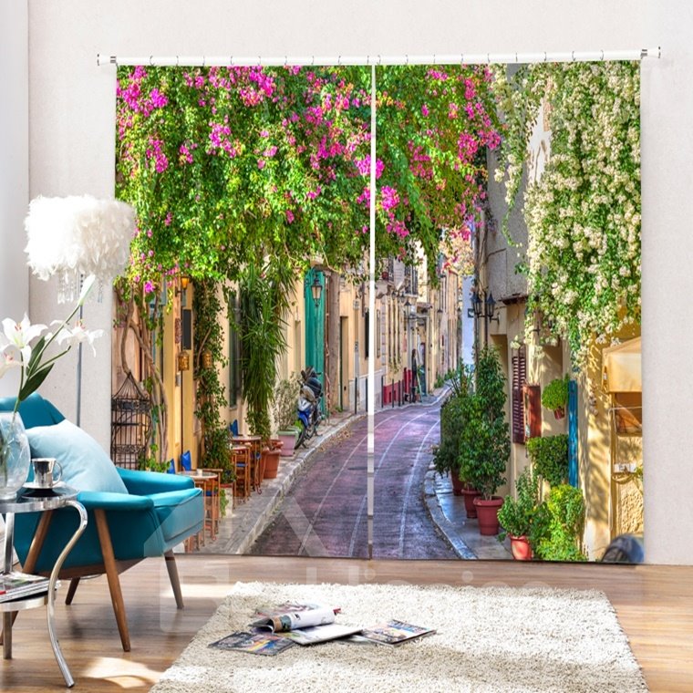 Greece Street Scenery Printing 3D Curtain