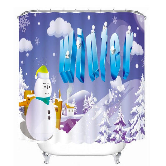 Cartoon Christmas Winter Printing Christmas Theme 3D Shower Curtain