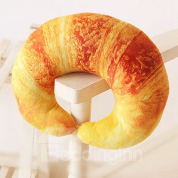 Almohada en forma de U con diseño de croissant vívido súper suave